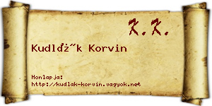 Kudlák Korvin névjegykártya
